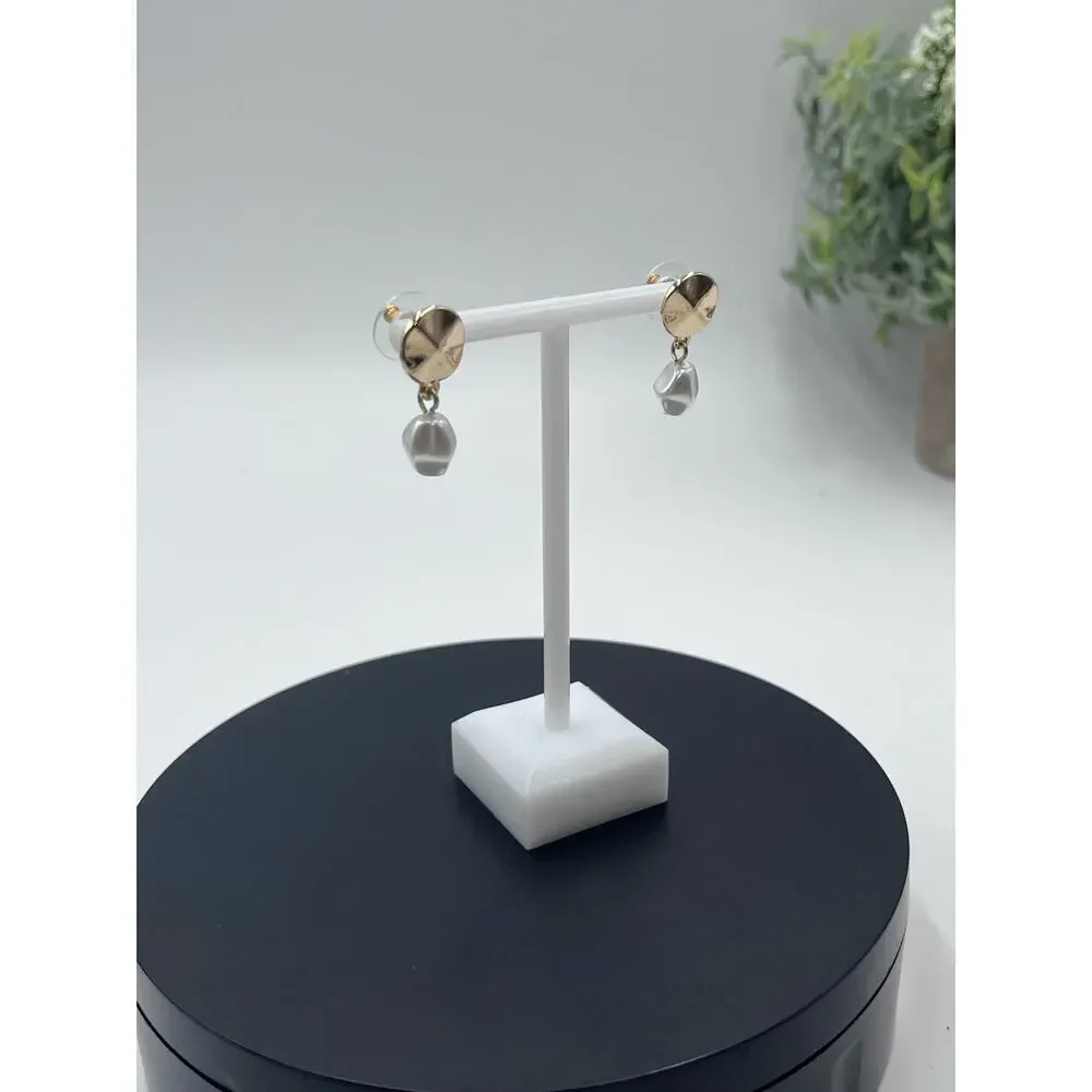 J. Crew White Faux Pearl Dangle Gold Tone Earrings‎